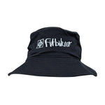 Fit Bike Co Embroided Bucket Hat: A black bucket hat featuring "Fitbikeco" in white embroidery on the front, ideal for both trail shredding and relaxing at your favorite camping spot.