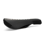 The Arise Sensor Railed Seat is a black, sleekly designed bicycle saddle perfect for downhill riding. It features white branding on top and textured sides.