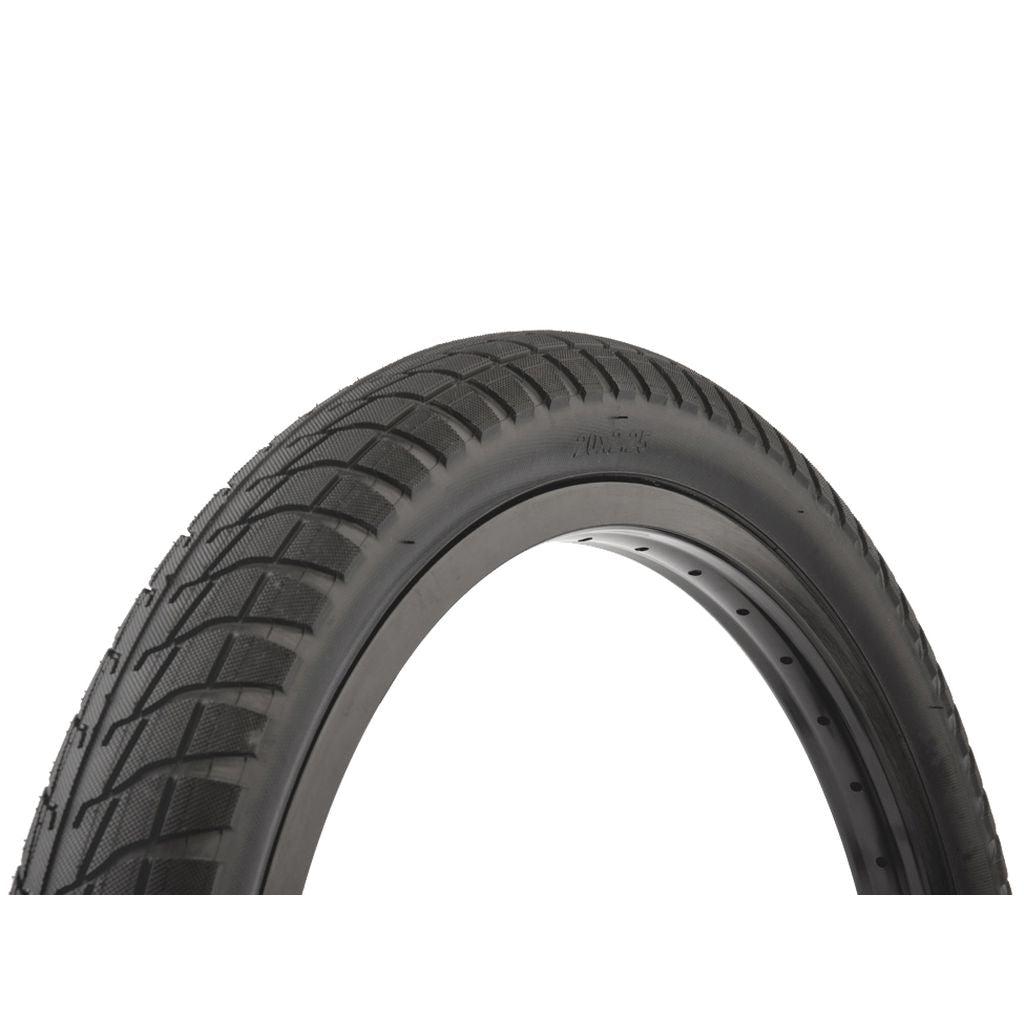 A close-up of a Fit FAF Tyre, showcasing its all-round tread pattern and puncture-resistant construction, set against a white background.