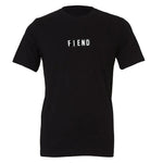 The Fiend Ransom Vintage Shirt is a black, combed cotton T-shirt available in unisex sizing, featuring "FIEND" printed in white block letters at the front center using discharge printing.