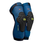 Pair of G-Form Pro-Rugged 2 Knee Pads in blue with black protective cushioning and a green logo. Ideal for sports, safety, or enduro riding, these knee pads offer enhanced durability and comfort.