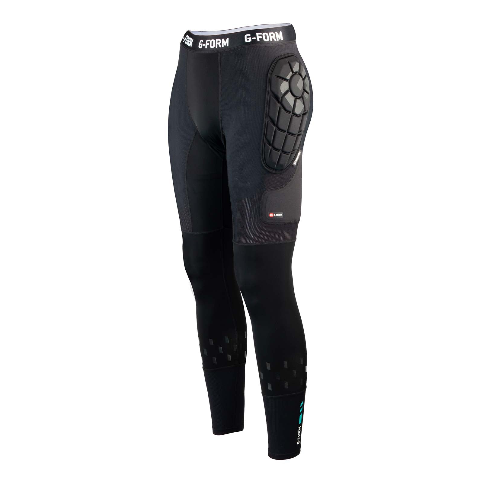 The black G-Form MX Impact Pants feature padded compression with the G-Form logo, SmartFlex padding on the right hip and knees, and are CE 1621-1 certified for top protection. They offer exceptional comfort and safety.