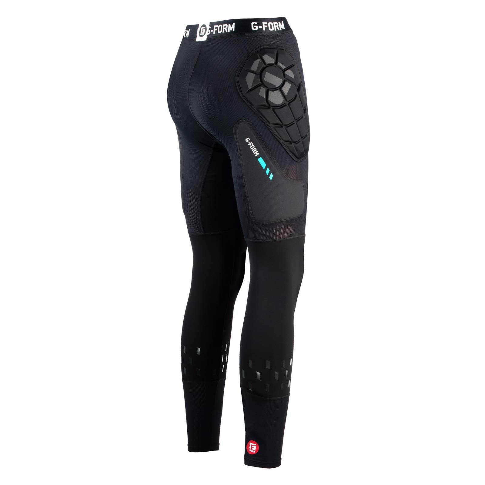 G-Form MX Impact Pants in black boast SmartFlex padding for CE 1621-1 certified protection on hips and thighs. Featuring a "G-Form" branded waistband, they offer both sleek style and reliable performance.