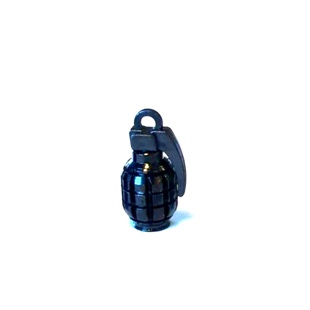 Product Data: Grenade Valve Cap (Individual)

Revised Sentence: This small black Grenade Valve Cap features a textured surface and a top loop, adding a bold touch to any ride.