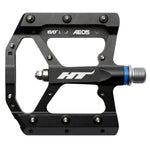 The HT AE05 Pedals (Alloy / CNC CRMO) boast a CNC aluminium body with metal studs, enhanced by a striking blue accent on the spindle. Equipped with EVO+ bearings for seamless performance and replaceable pins for customization, these pedals offer a perfect blend of durability and style.