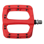 HT PA03A Pedals: Red with metal pins, silver spindle, and CNC Cromoly construction.