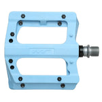 The HT PA12A Pedals are expertly crafted in light blue nylon with a silver spindle and metal pins using CNC precision.