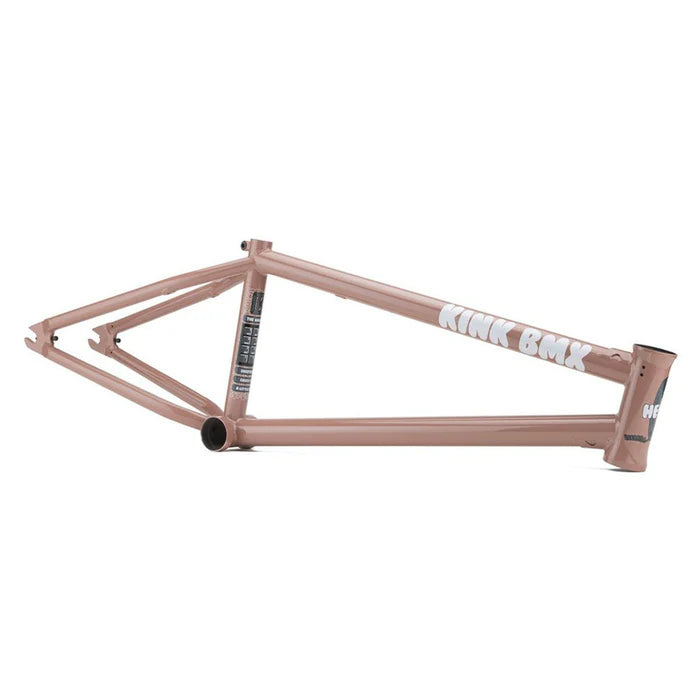 The Kink Williams (Nathan Williams Signature) Frame features a sleek pink BMX design with "Kink BMX" in white lettering, reflecting Nathan Williams' signature style and performance against a pristine white background.