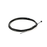 The Fly Bikes Manual Brake Cable is a coiled black cable with an exposed wire end and a black cap on the other, featuring durable aluminum CNC machined ferrules.