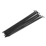 An 18-pack of black Pillar PSR 14g spokes is artfully displayed against a white background.