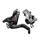 A lightweight Magura MT8 Pro 1-Finger HC Post Mount Disc Brake Kit offers maximum performance, showcased on a white background.