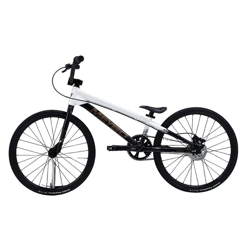 A white and black Meybo 2024 Superclass Junior Bike on a white background.