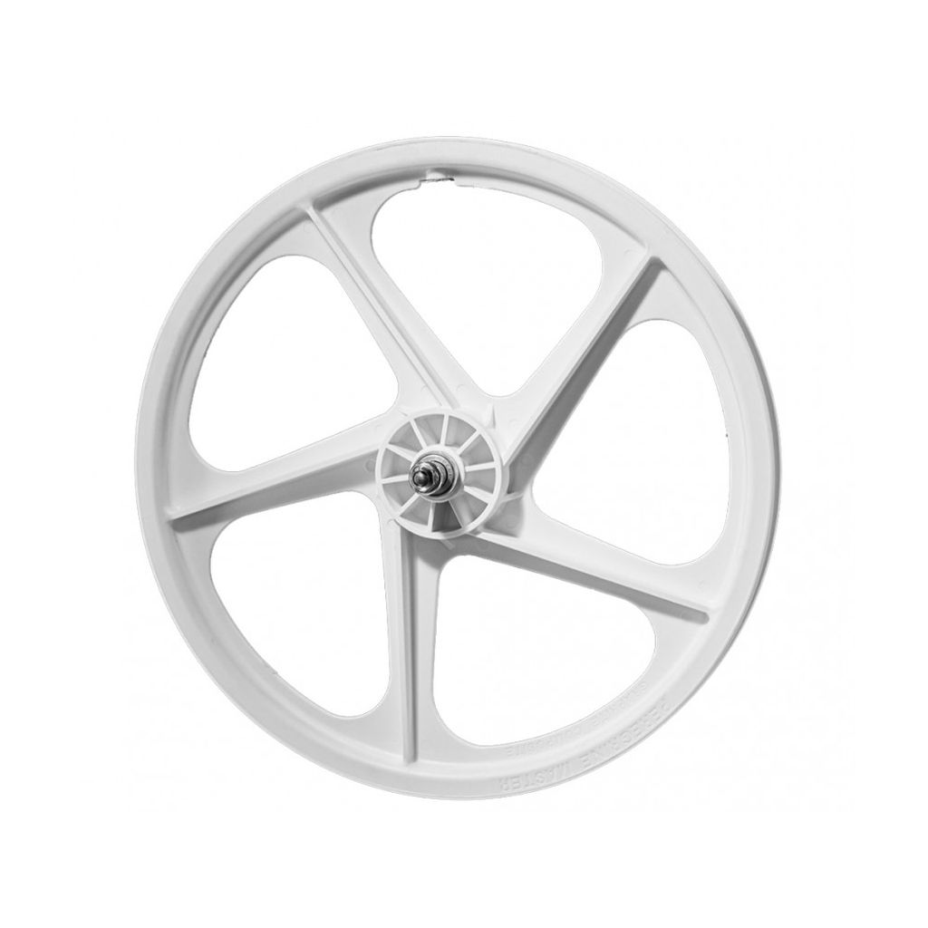 A 20-inch white Peregrine Master Graphite wheel featuring five spokes and a central hub, displayed against a plain background.