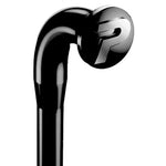 A glossy, black curved item known as the Pillar PSR Triple Butted Spoke features an embossed letter "P" on its top end.