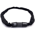 Black PARKLOCK Fitzroy Combination Chain Lock with a chain covered in a durable nylon sleeve. The resettable combination lock section showcases large number dials and features the text "PARK LOCK" and "FITZROY".