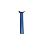 A Pivotal Seat Post with a 25.4mm diameter, featuring a blue cylindrical design and a jagged metal head on top, isolated on a white background.