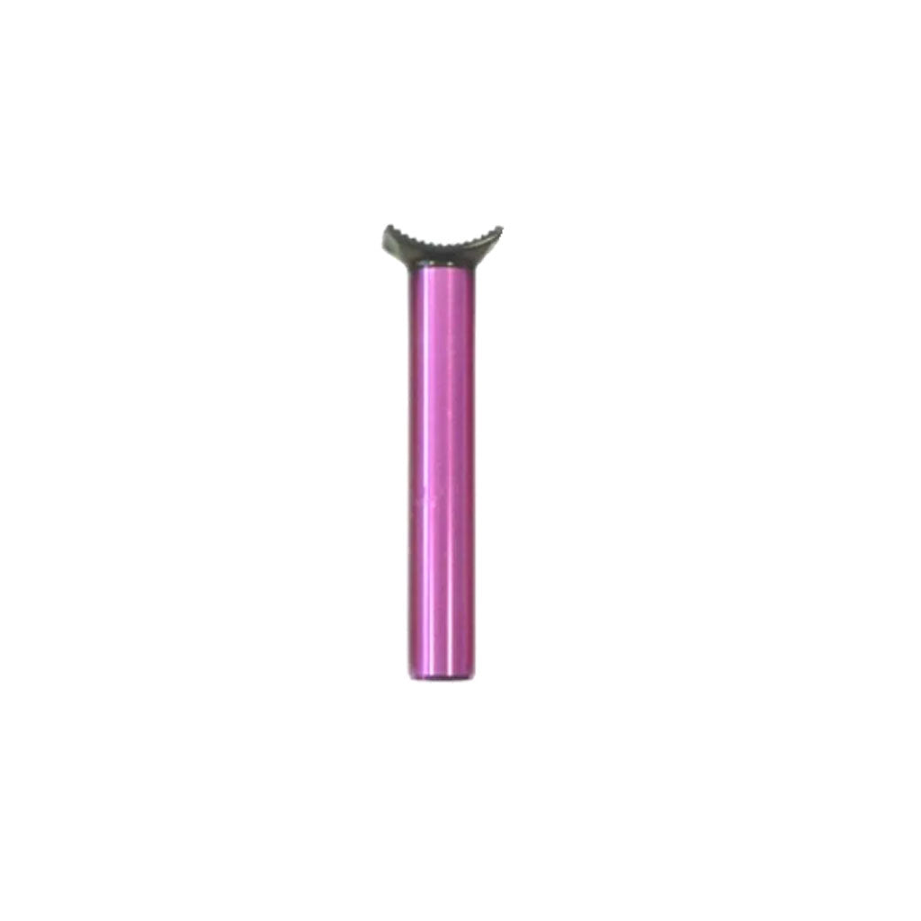 The Pivotal Seat Post 25.4 x 150mm, offered in a range of colors including pink, boasts a 25.4mm diameter and creates an eye-catching contrast against the white background.