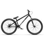 Introducing the Radio 26 Inch Asura Bike: a black, all-terrain mountain bicycle equipped with robust 26-inch Asura tires, a durable chromoly/steel frame, and a front suspension fork. This bike includes a straightforward gear system and a comfortable padded seat, proudly displaying the "Radiobike Co." brand on its frame.