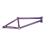 A metallic purple ATF XL (Aryei Levenson) Frame with a simple, sturdy design is displayed against a white background. It has no wheels, seat, or handlebars attached. The Purple Haze Colorway adds a unique touch to its sleek appearance.