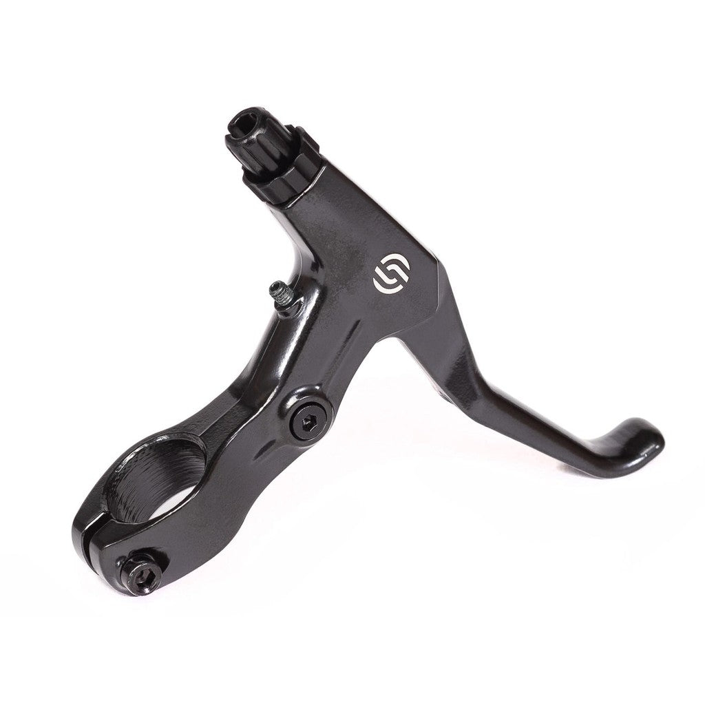 The Salt Twin V-Brake Lever, made from robust 6061-T6 alloy, comes in black and includes a mounting clamp and an adjustment screw, making it perfect for V-brakes. It features a 2.5 finger lever design to provide precise control, making it an excellent choice to enhance your bike's performance.