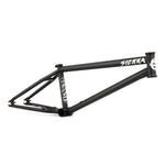 The Fly Bikes Sierra Frame features a minimalist design with a geometric structure, made from durable black 4130 CrMo.