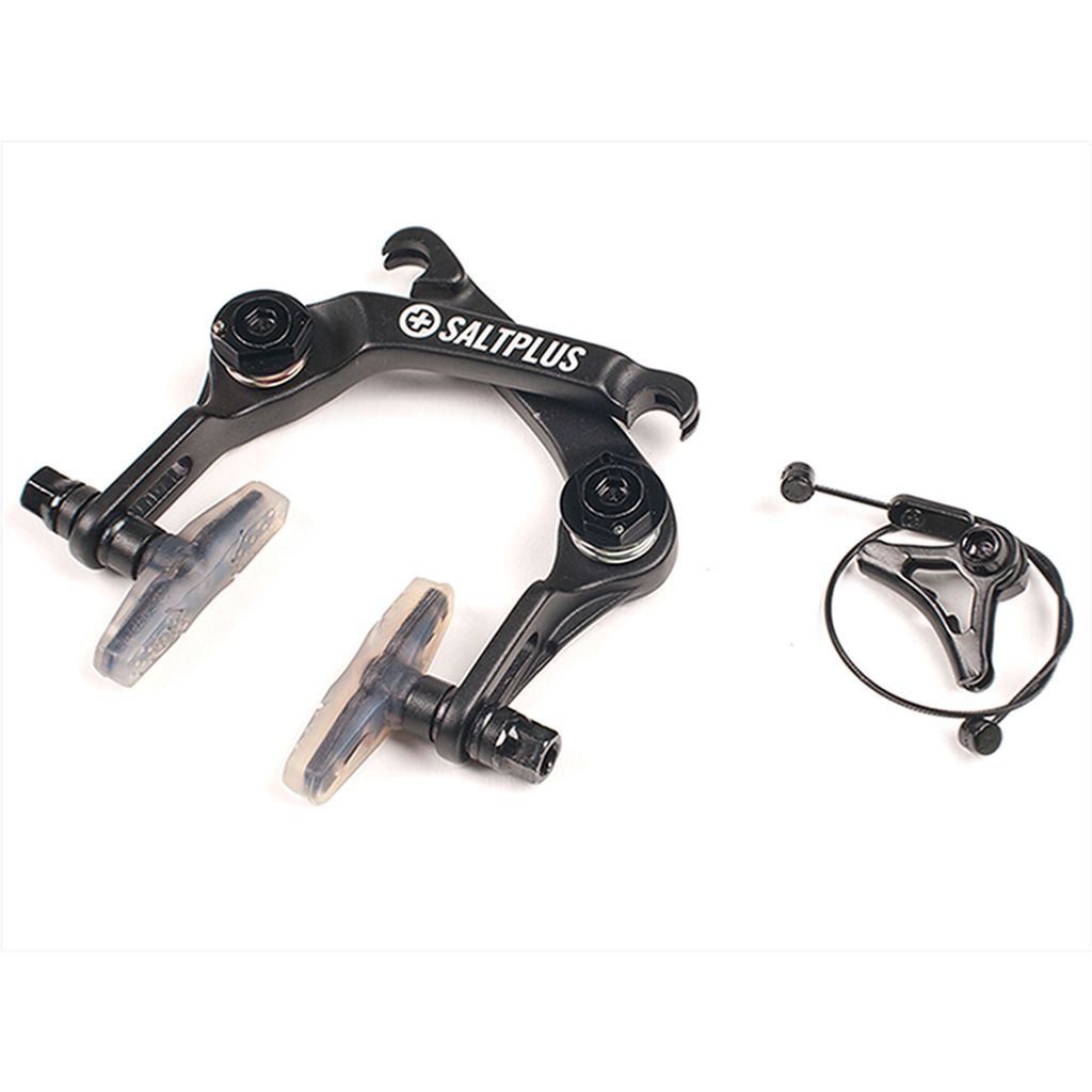 The Salt Plus Echo U-Brake boasts dual clear brake pads and comes with an accompanying cable tensioner, all expertly crafted from CNC machined alloy to ensure enhanced precision.