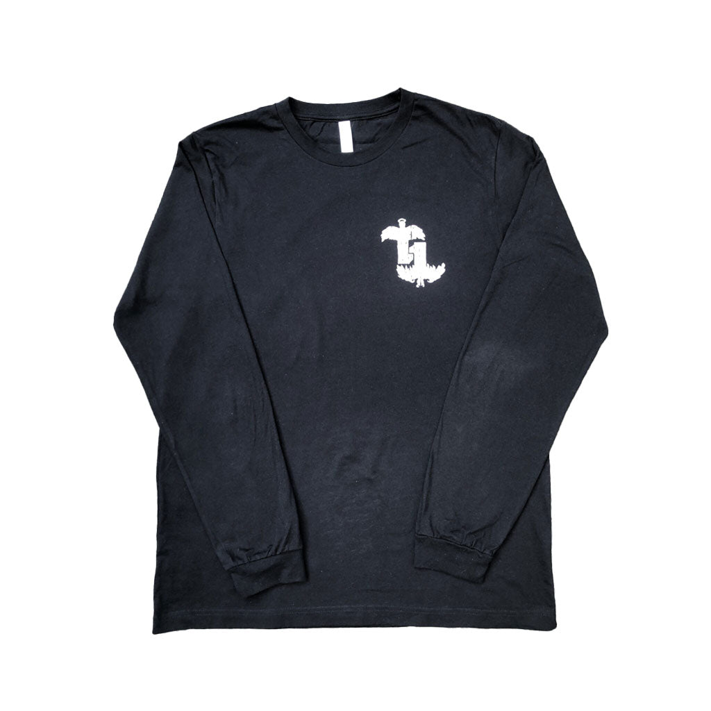 The Terrible One All Is One LS T-Shirt is a black long-sleeve tee featuring a white anchor logo on the upper left chest, ideal for displaying your T1 spirit.