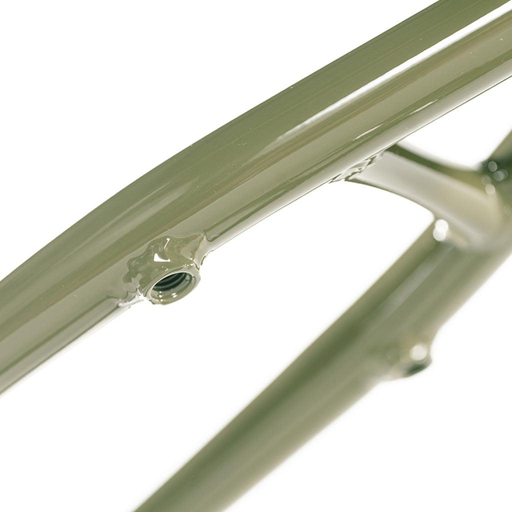 A close up of a green Colony 2024 Sweet Tooth 16 Inch frame from the Sweet Tooth Range.