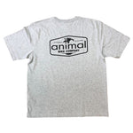 Animal Carhartt Shirt Grey with a black logo on the back reading "animal BIKE COMPANY" next to a graphic of a monkey, crafted from a Carhartt blank for durability.