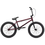 A 20 Inch Kink Launch Bike in maroon features thick black tires, a flat seat, and BMX components on its sturdy handlebars.