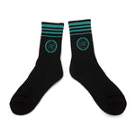 A pair of comfortable Radio Raceline Team Socks with blue stripes.