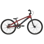 The Inspyre Evo Disc Junior Bike 2025 is a red BMX bike with race geometry, lightweight frame, and black handlebars and tires, showcased on a white background.