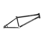 Black BMX bike frame labeled "Wethepeople Chaos Machine 22 Frame (Tyson Jones-Peni Signature)" with trail geometry and disc brake mount, against a white background.