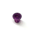 The Colony Fork Pre Load Bolt is a purple metal BMX bike part made from 7075 T6 Alloy, featuring engraved text "COLONY BMX BRAND" and "DRIVER WEDGE 05." It has a threaded base, a square hole on top, and is compatible with a socket wrench.