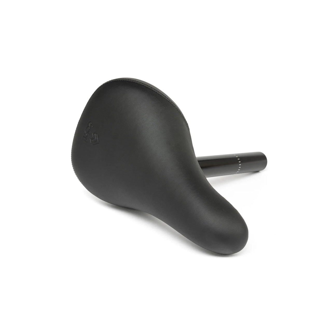 Eclat Complex Combo Seat: A black bicycle saddle with a short seat post, featuring a lightweight design, shown on a white background.