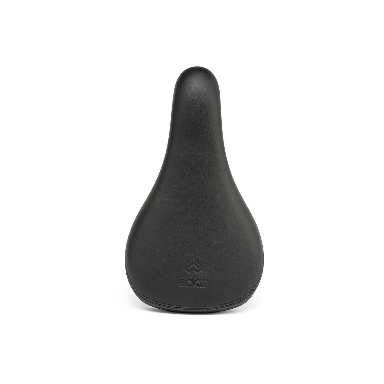 The Eclat Complex Combo Seat is a black bicycle saddle with an embossed logo on the bottom. It has a teardrop shape when viewed from above and offers versatile foam options for enhanced comfort.