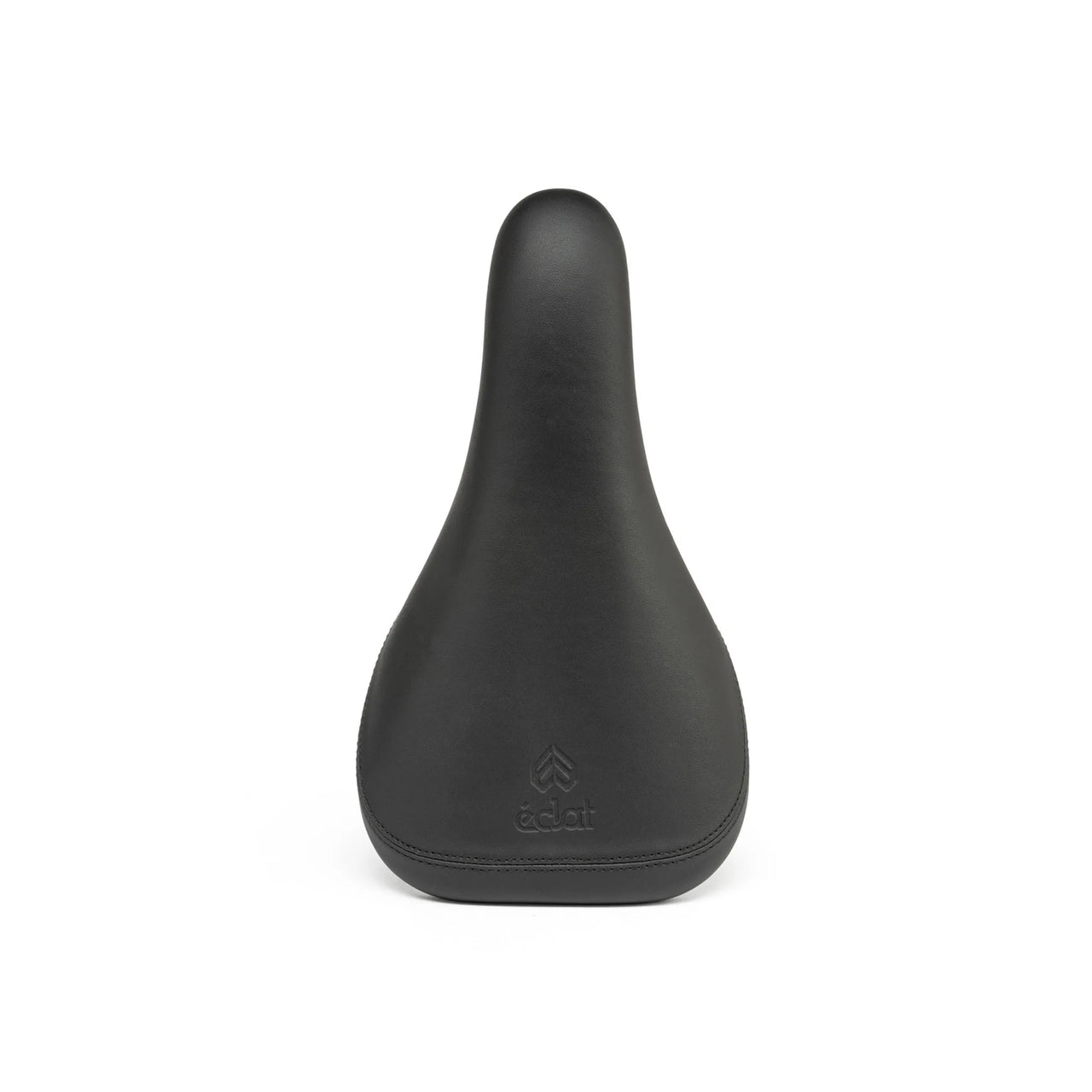 The Eclat Complex Combo Seat, a sleek black bicycle seat with a smooth surface, is elegantly set against a white background and provides multiple foam options for ultimate comfort.