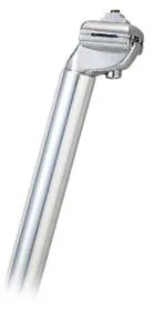 The Micro Adjust Seat Post 25.4 x 400mm, crafted from silver aluminium and featuring a micro-adjust clamp at the top for attaching a saddle.