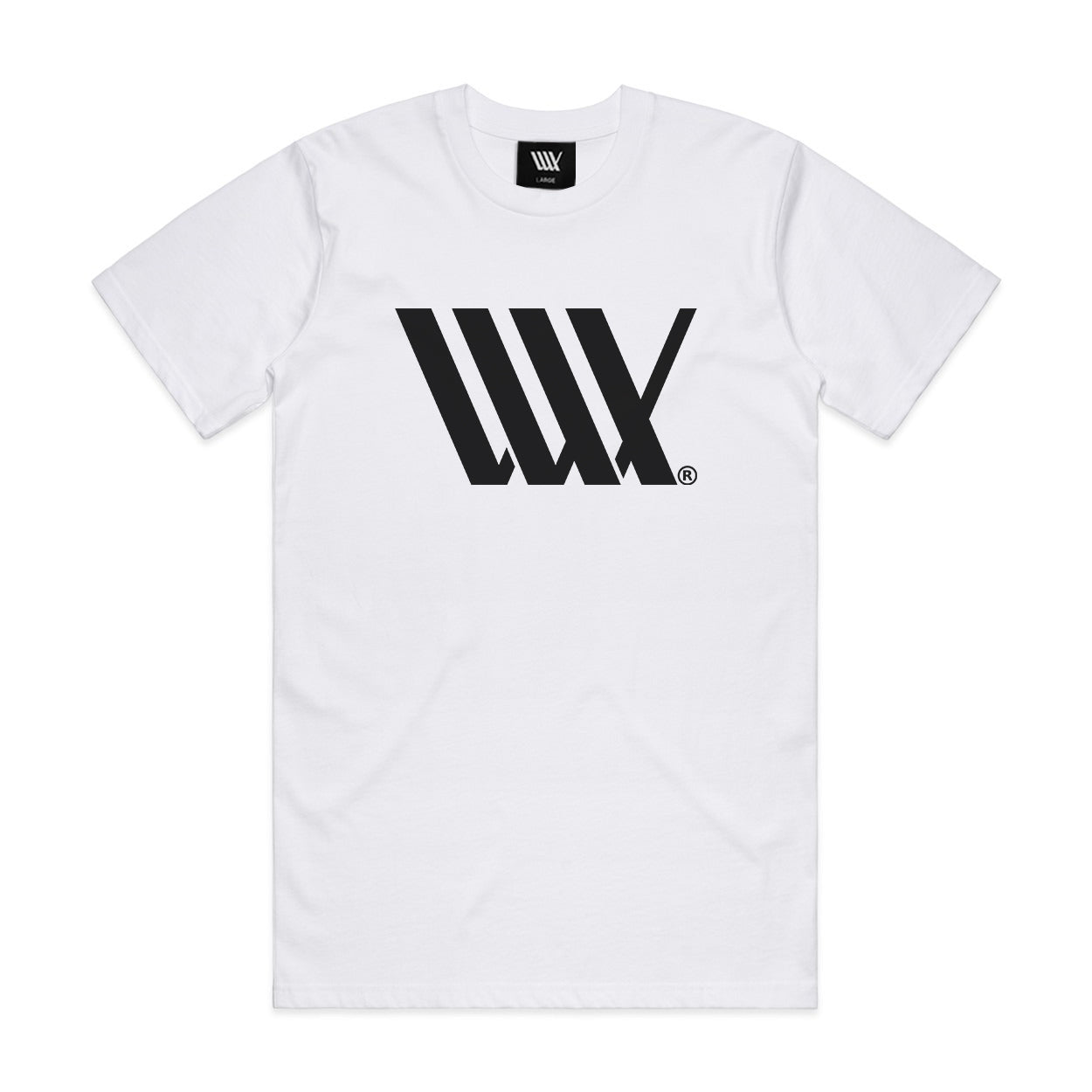 The LUXBMX Flag Tee White is made from heavyweight combed cotton and features a bold, black geometric "XXX" logo printed prominently on the front center.