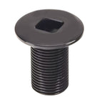 The Generic Fork Preload Bolt H18 is a black, cylindrical threaded fastener featuring a flat top and a square hole in the center, making it ideal for securing Odyssey forks. The product image showcases the detailed features of the actual bolt.