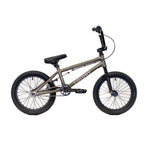 The Colony Horizon 16 Inch Bike boasts a metallic frame, black seat and handlebars. Its thick tires and compact design are ideal for BMX Freestyle enthusiasts.