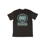 BSD We Here Forever Tee with "BSD Worldwide" text, a globe graphic, and "We Here Forever // Since Ninety One" written below, printed on the back—never gonna fade away.