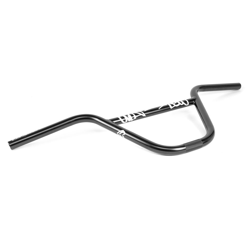 A black BMX bike handlebar with a unique design featuring angled grips and the word "UPAN" written in white, these Eclat Controller V2 Handlebars are part of the Éclat PRO series.