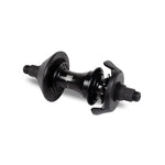 The Mankind Vision Cassette Hub (RHD) is a black rear hub with dual threaded axles, spoke attachment flanges, and a central cylindrical body equipped with robust sealed bearings.