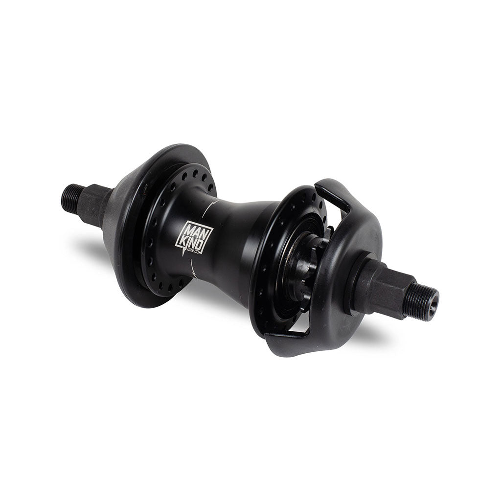 The Mankind Vision Freecoaster Hub (RHD) in sleek black boasts a durable chromoly axle and 36 spoke holes, perfect for serious BMX riders.