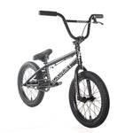 The Academy Inspire 16 Inch Bike in black features a raised handlebar, sturdy tires, a padded seat, and an Integrated Headset, with "Academy" printed on the frame.