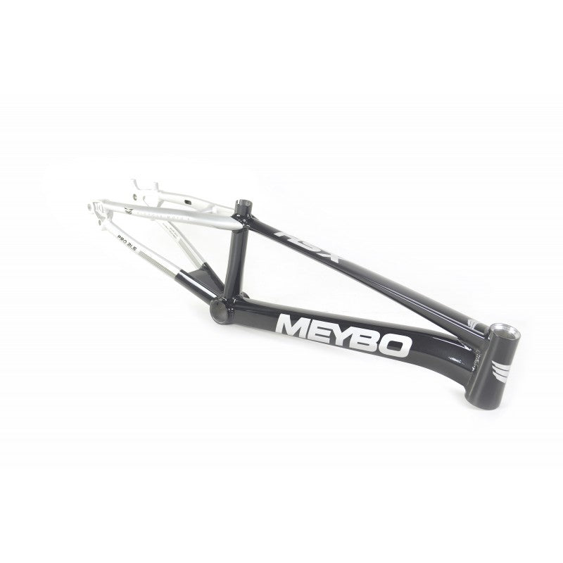 A black and white Meybo 2023 HSX Frame Pro 22.5, crafted from 6061 T-6 hydroformed tubing, features a visible brand logo and is positioned against a plain white background.