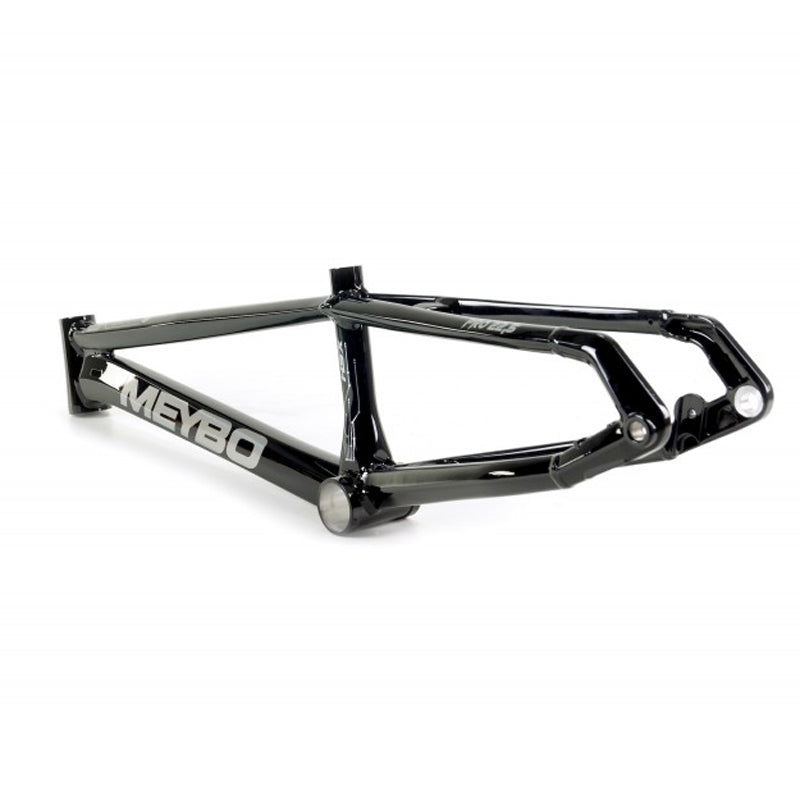 A black bike frame featuring Meybo 2024 HSX Pro Cruiser Frame on a white.