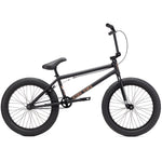 A sleek black BMX bike with thick tires, a padded seat, and a "Kink BMX" logo on the frame. Featuring a durable Chromoly frame, hand brakes, and a single gear setup, the Kink Gap XL 20 Inch Bike also boasts a 21” top tube for enhanced control and stability.