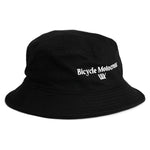 LUXBMX Bicycle Motocross Bucket Hat Black with "Bicycle Motocross" and stylized "BMX" letters embroidered in white on the front.